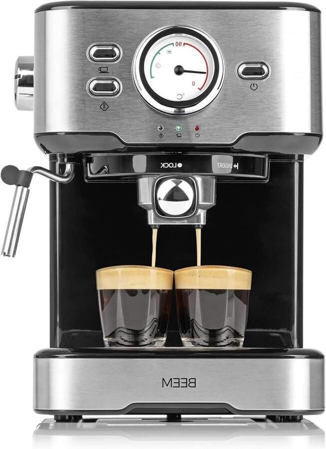 Espressomachine met klassiek design Zeefdragermachine met 15 bar en professioneel melkschuimmondstuk voor koffiespecialiteiten