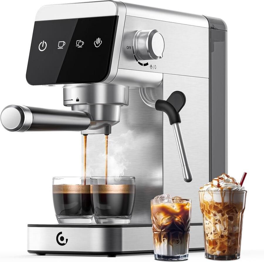 Espressomachine Koffiemachine Koffiezetapparaat Thuis Koffie Zetten 20 Bar Druk Systeem 1.2L Tank Zilver