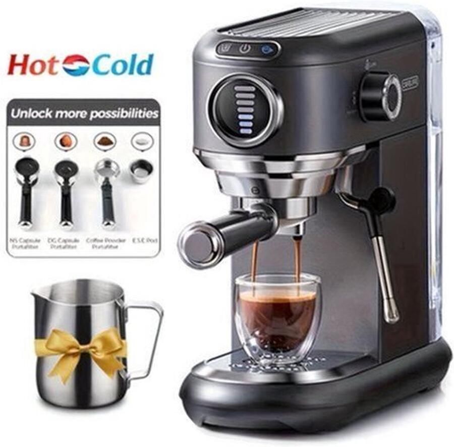 Espressomachine – Koffiemachine – Pistonmachine – Cappuccinomachine – Mini Koffiezetapparaat – 19 Bar Pompdruk – Afneembare 1 1L Watertank - Foto 2