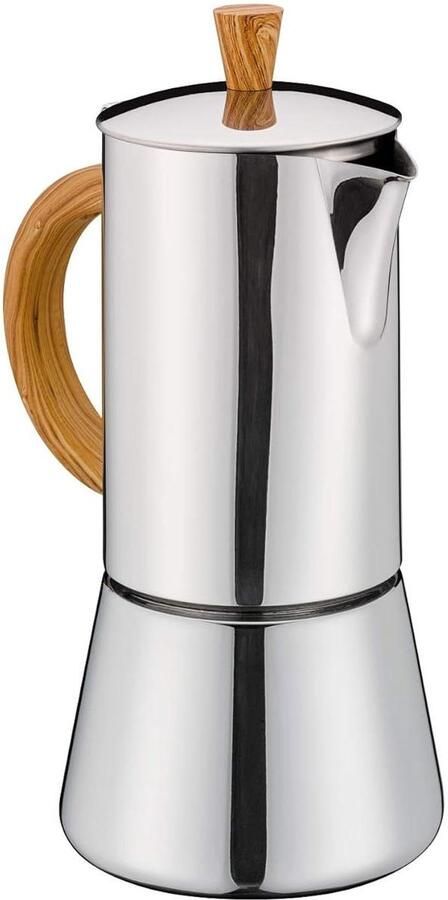 Espressomachine Koffiezetter Authentieke Espresso Roestvrij Staal 6 Kopjes Zilver