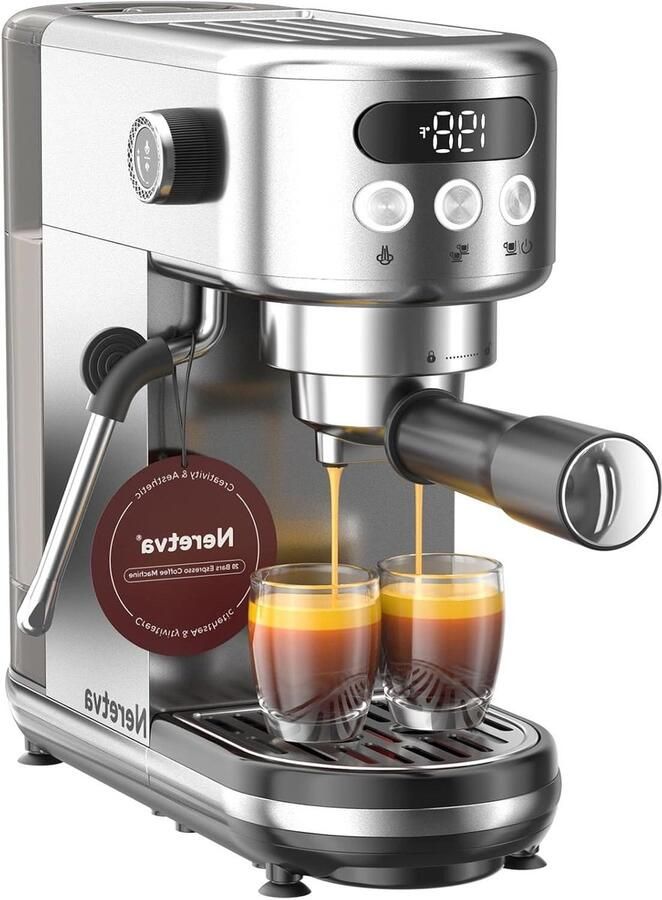 Espressomachine Koffiezetapparaat Barista Kwaliteit 20 Bar Druk 1.3 Liter Zilver - Foto 1