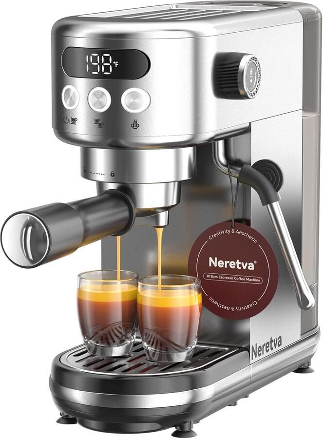 Espressomachine Koffiezetapparaat Barista Thuis Koffie Zetten 20 Bar Druk 1.3 Liter Zilver