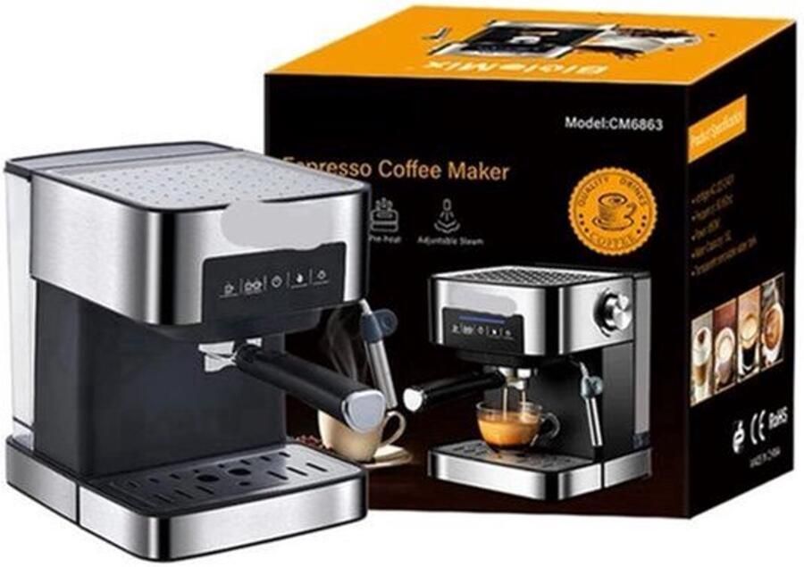 Espressomachine – Koffiezetapparaat – Cappuccinomachine – Melkopschuimer – 20 Bar Pomp – 1 6 Liter Watertank