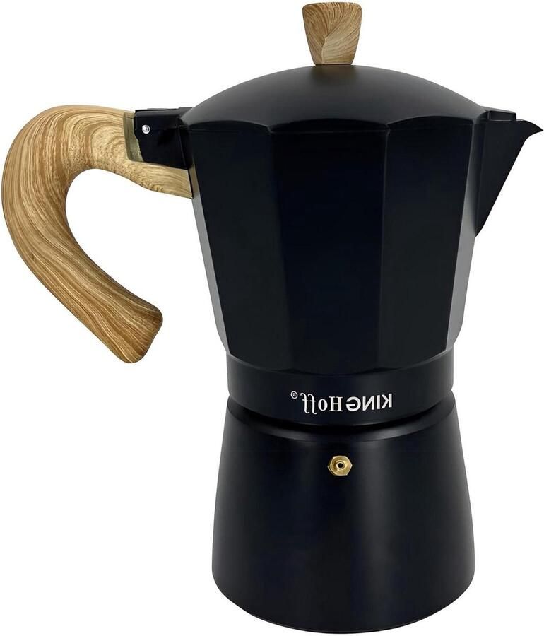 Espressomachine Koffiezetapparaat Espresso Zetten Klassiek Aluminium Design 600 ml Zwart