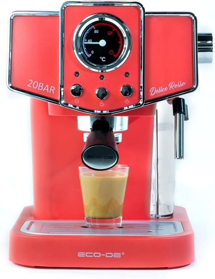 Espressomachine Koffiezetapparaat Thuis barista 20 bar druk 1.5 liter tank Rood