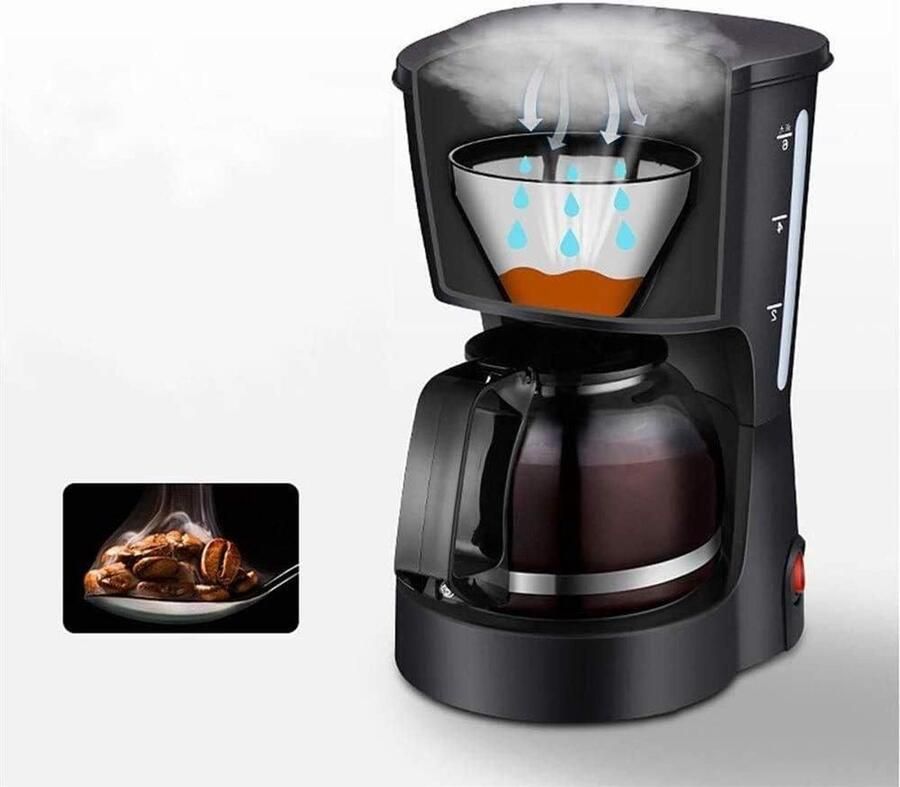 Espressomachine Koffiezetter Koffiezetapparaat Theeapparaat Koffie Thee Zetten Hoge Temperatuur Extractie 600ml Zwart