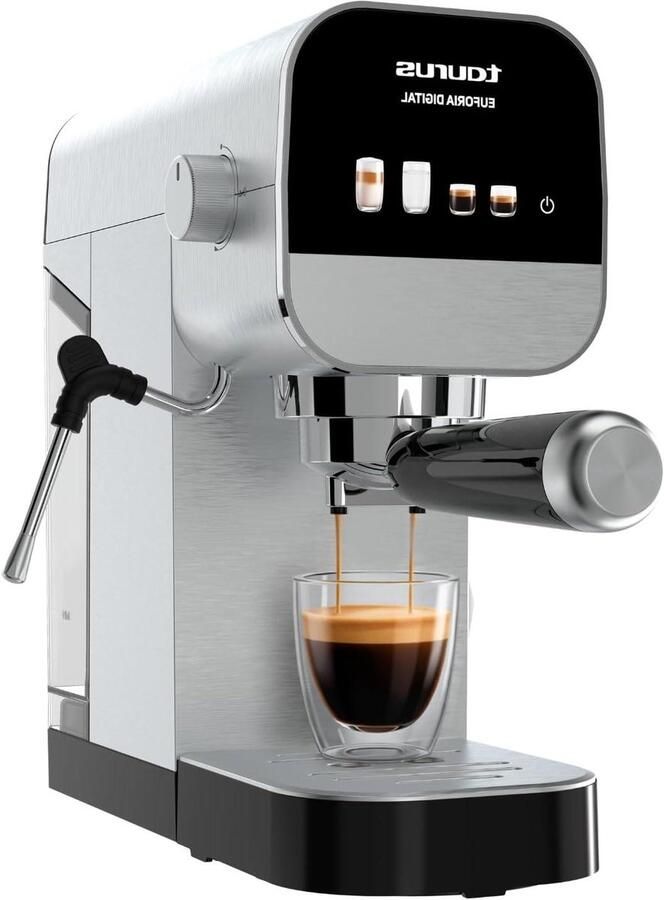 Espressomachine Koffiezetapparaat Professionele Koffie Aanraakscherm Bediening 900 ml Reservoir RVS Zwart Grijs