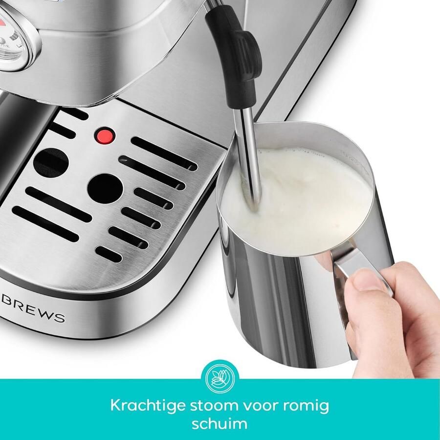 Espressomachine Koffiezetapparaat Thuis barista 20 Bar Italiaanse pomp 1L Waterreservoir Zilver