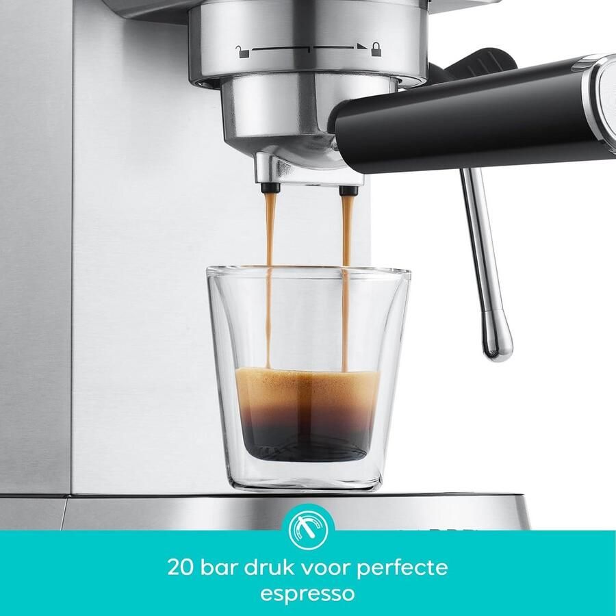 Espressomachine Koffiezetapparaat Thuis barista 20 Bar Italiaanse pomp 1L Waterreservoir Zilver - Foto 2