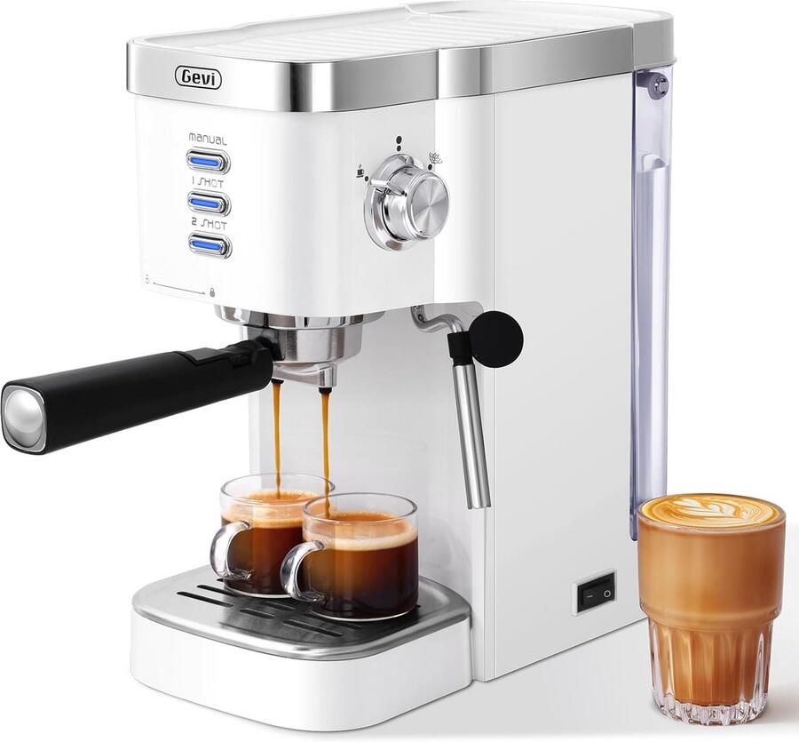 Espressomachine Koffiezetapparaat Thuis barista 20 bar pomp 12 liter Zilver Wit