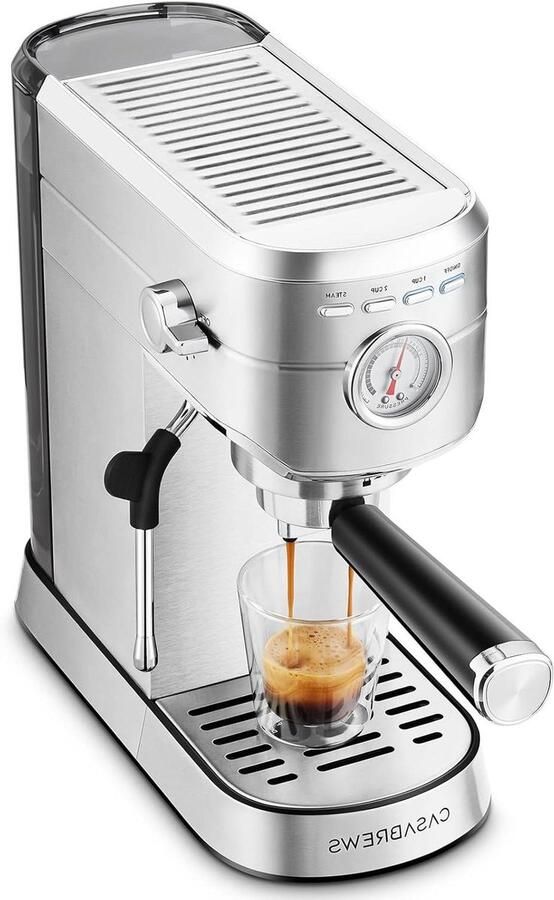 Espressomachine Koffiezetapparaat Thuis barista 20 Bar pompdruk 1 Liter reservoir Zilver