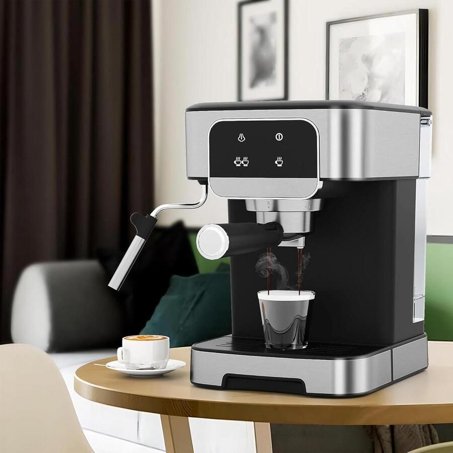 Espressomachine Koffiezetapparaat Thuis Barista 20 Bar Pompdruk 1.8L Tank Zilver