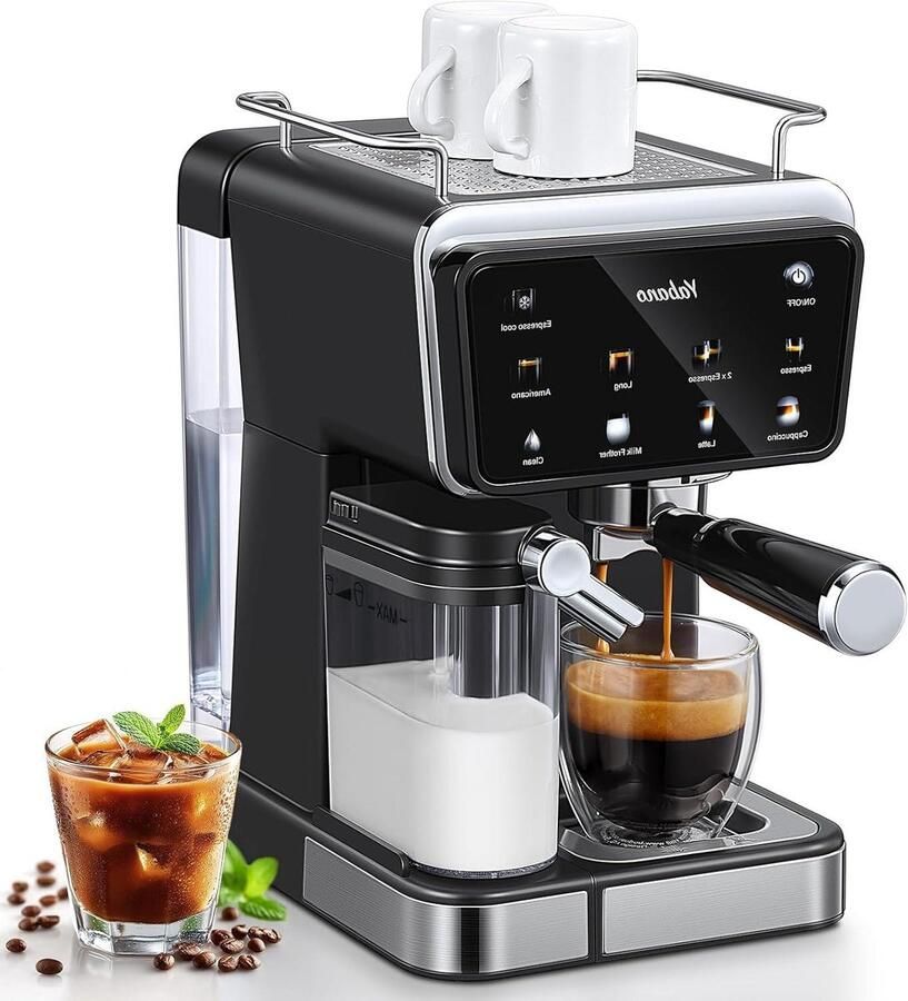 Espressomachine Koffiezetapparaat Thuis barista Automatische melkopschuimer 1.5 liter reservoir Zwart