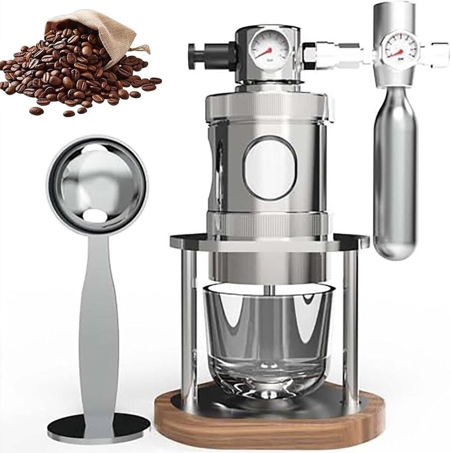 Espressomachine Koffiezetapparaat Thuisgebruik Kamperen Pneumatische drukregeling 58mm portafilter Zilver