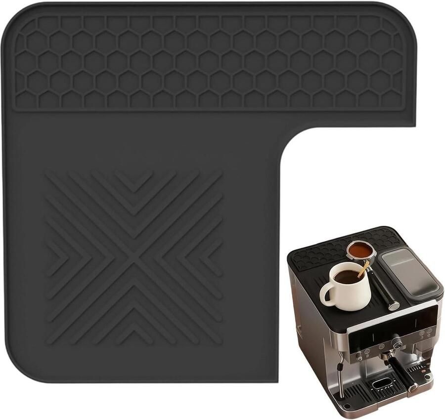 Espressomachine Mat Koffiezetapparaat Onderlegger Keuken Beschermen Versterkte Antislip Stabiliteit 30 x 29 cm Zwart