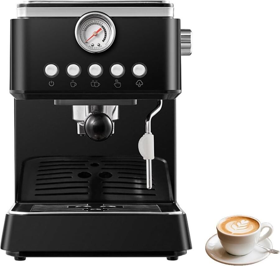 Espressomachine Meerdere standen en nauwkeurige temperatuurregeling Ideaal voor thuisbarista's Uitgerust met stoomfunctie Zwart