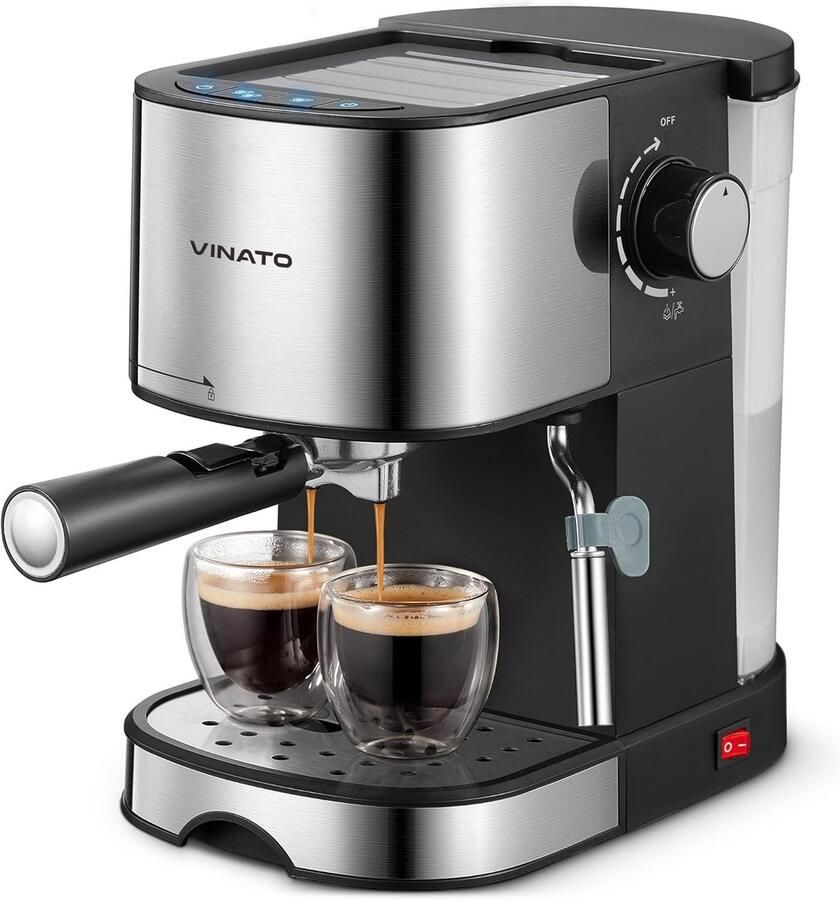 Espressomachine met 15 bar Cappuccinomaker met Stoompijp en Snelle Opwarmfunctie