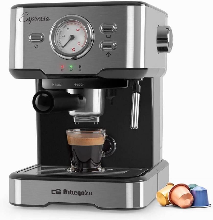 Espressomachine met 20 Bar Druk Thermometer en Stoomfunctie 1.5L Tank