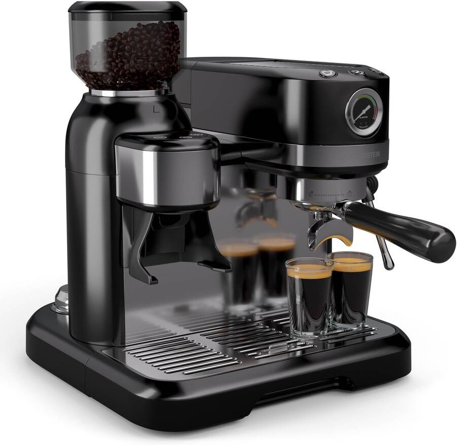 Espressomachine met Bonenmaler – 19 Bar – 1550W – 10 Maalstanden – Melkopschuimer – 1 4L Waterreservoir
