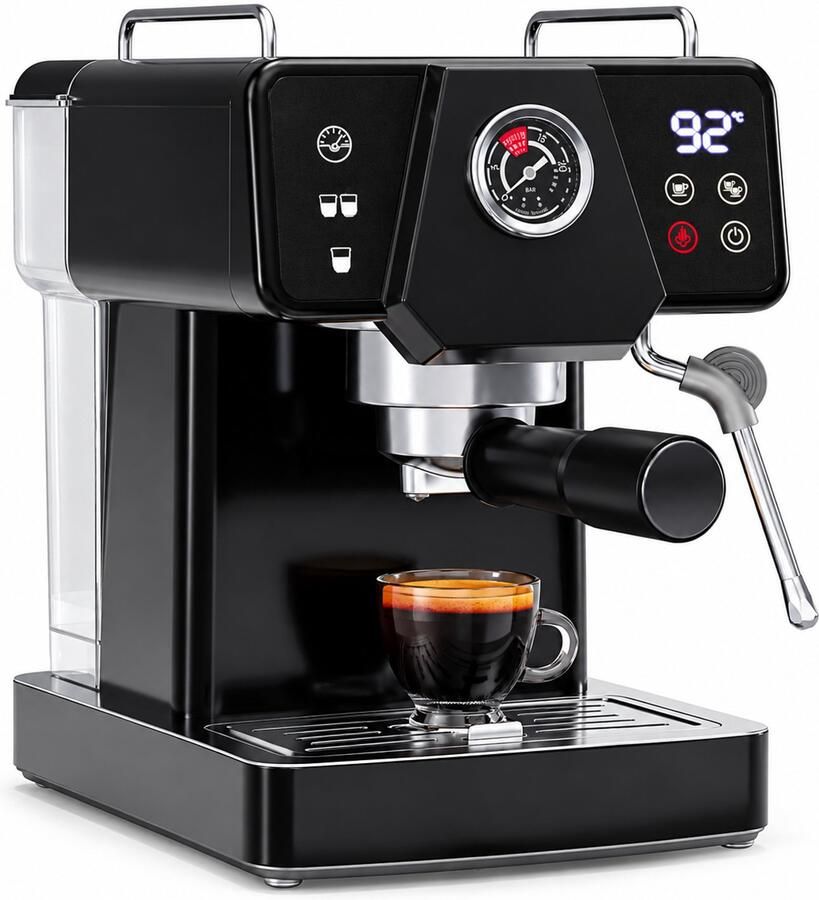 Espressomachine met bonenmaler 19 bar touchscreen bediening stoompijpje en 1 8 L waterreservoir