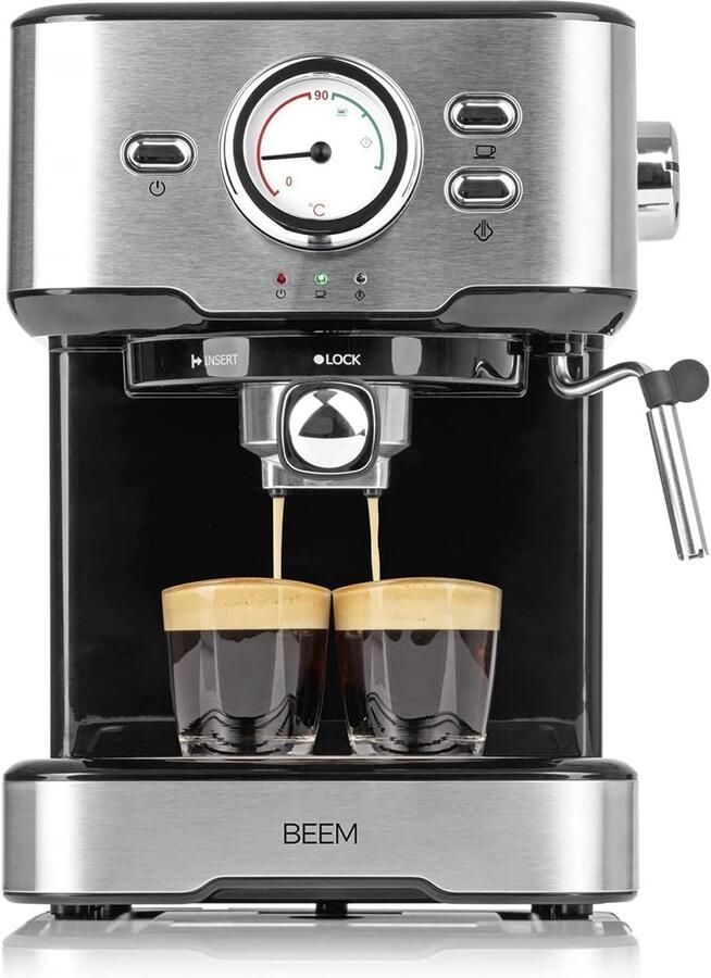Espressomachine met klassiek design Zeefdragermachine met 15 bar en professioneel melkschuimmondstuk voor koffiespecialiteiten