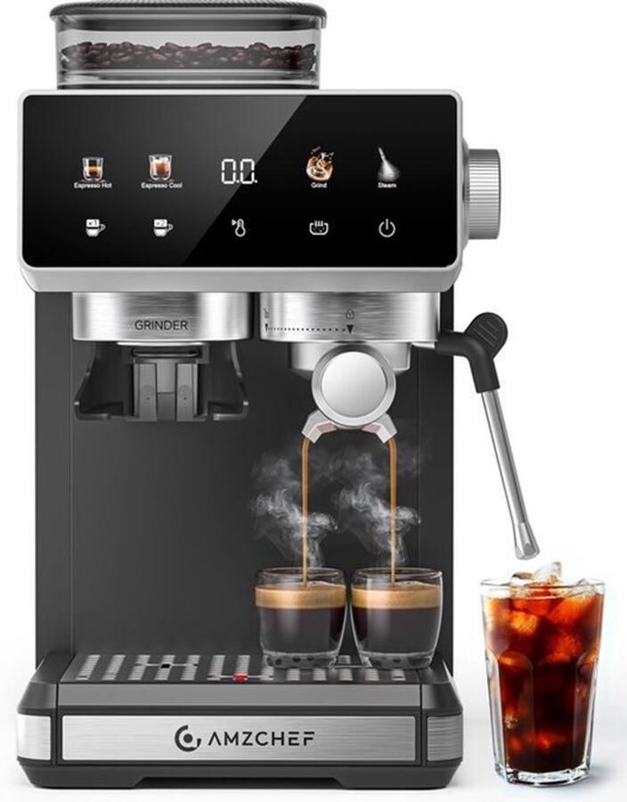 Espressomachine Met Melkopschuimer 1350 Watt Vermogen 20 Bar Druk Zwart Semi-Automatisch Koffiemolen Voor Thuisgebruik