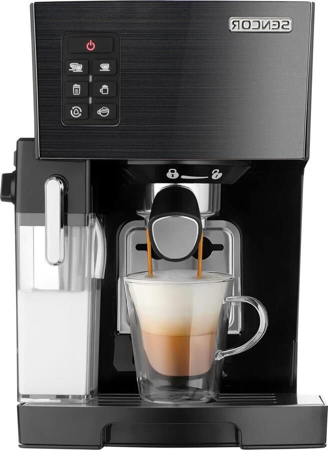 Espressomachine met melkreservoir Koffiezetapparaat Cappuccino Thuis barista koffie maken 20 bar Italiaanse pomp 14 Liter Grijs