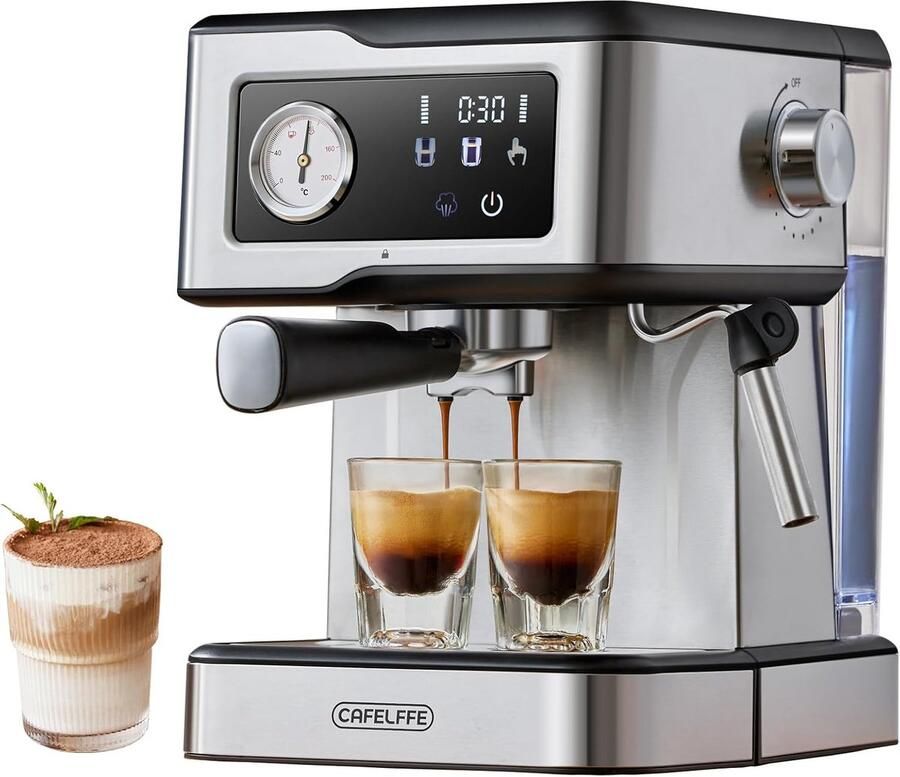 Espressomachine met Stoom Koffiezetapparaat Thuis barista 20 Bar Druk 30x21x27 cm Zilver