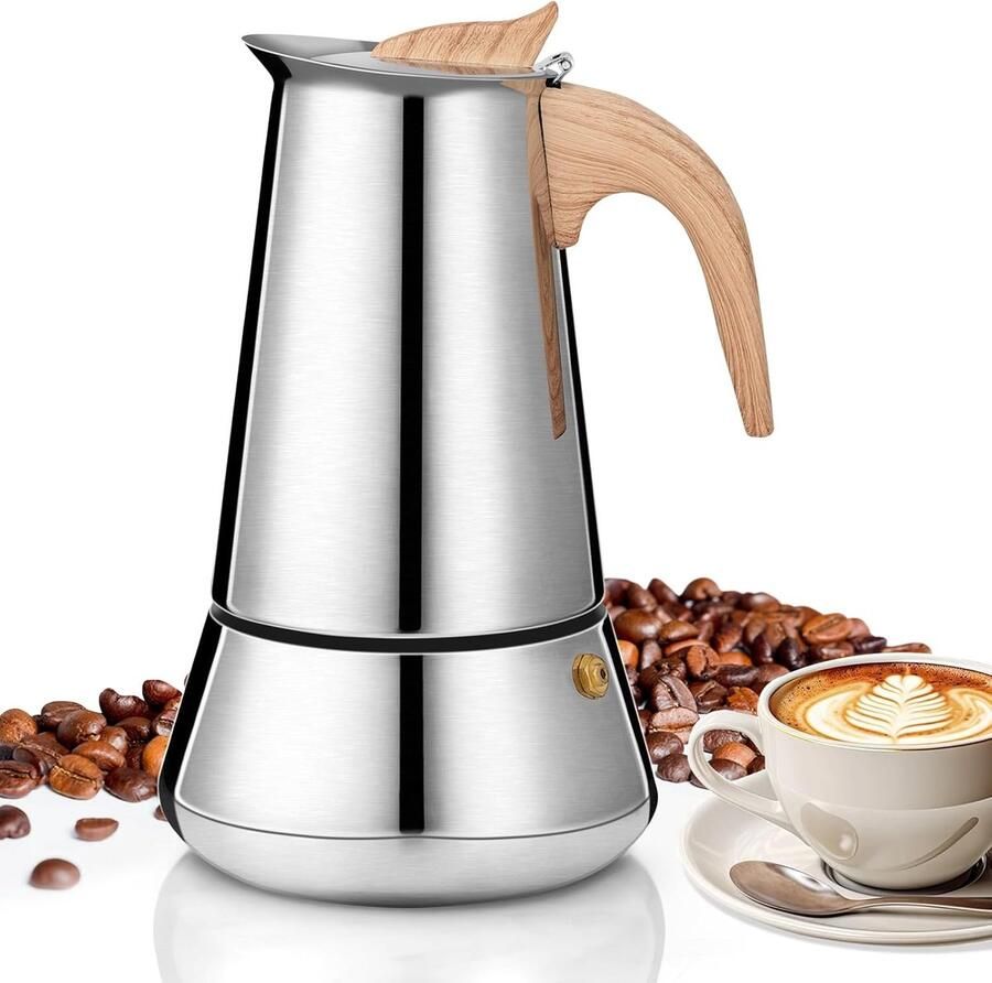 Espressomachine Moka 350 ml voor inductie 6 kopjes van roestvrij staal Italiaanse espressomachine voor alle warmtebronnen