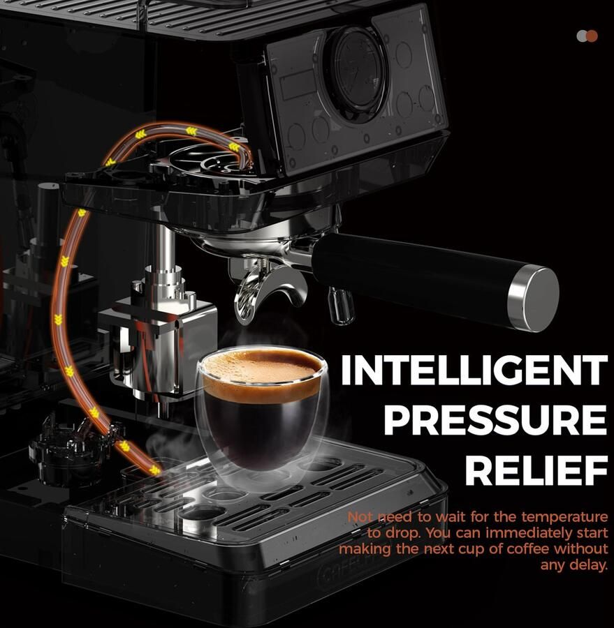Espressomachine Semi-automatisch 20 Bar Pompdruk 1 5 Liter Waterreservoir Roestvrijstaal Voor Espresso En Americano