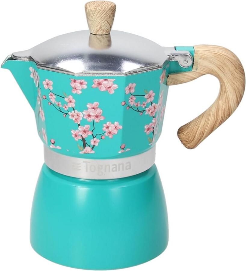 Espressomachine voor 3 kopjes aluminium blauwgroen