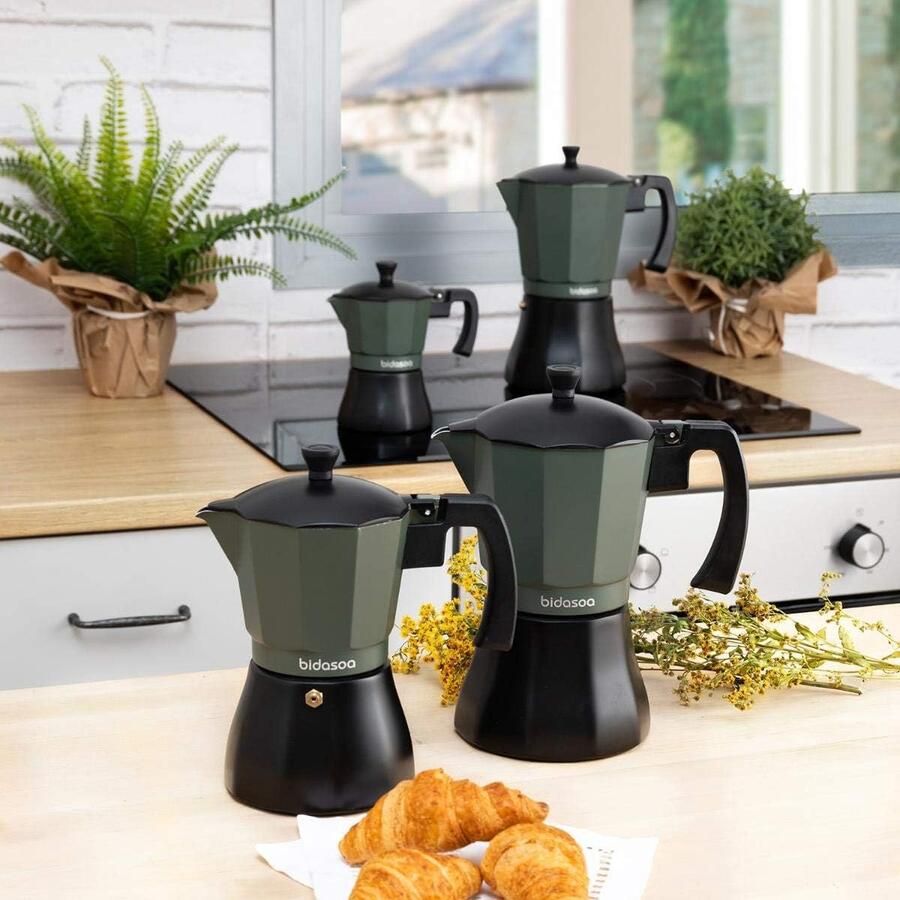 Espressomachine voor 3 kopjes Aluminium Groen