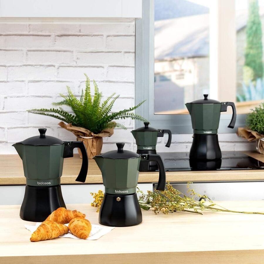 Espressomachine voor 3 kopjes Aluminium Groen