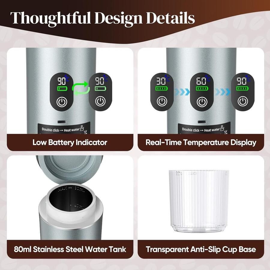 Espressomachine Zilver 3-in-1 Koffiezetapparaat Compact en Draagbaar Voor Koffieliefhebbers