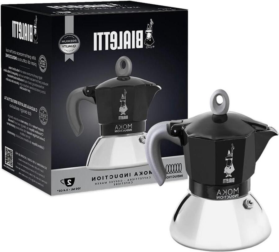 Espressomaker Percolator Koffiezetter Koffie Zetten Geschikt Voor Inductie 2 Kops Zwart