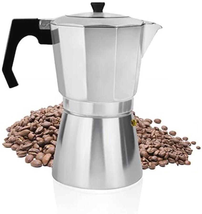 Espressomaker voor 6 kopjes van Aluminium met Transparant Deksel Koffiezetapparaat voor Gas en Elektrische Fornuizen