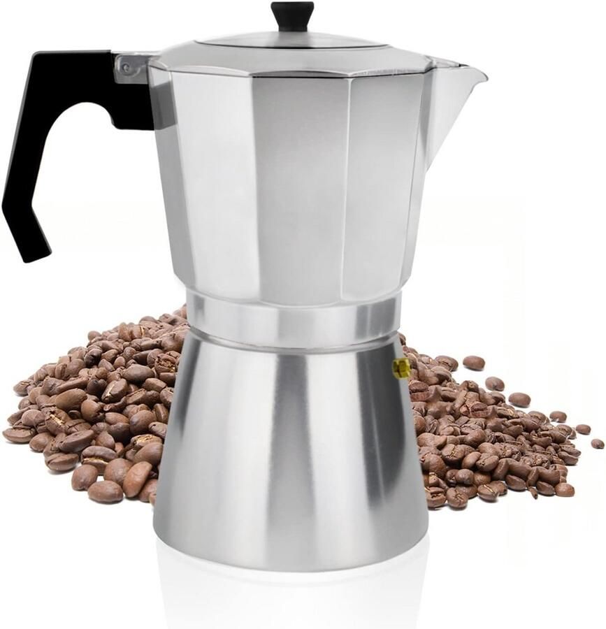 Espressomaker voor 6 kopjes van Aluminium met Transparant Deksel Koffiezetapparaat voor Gas en Elektrische Fornuizen