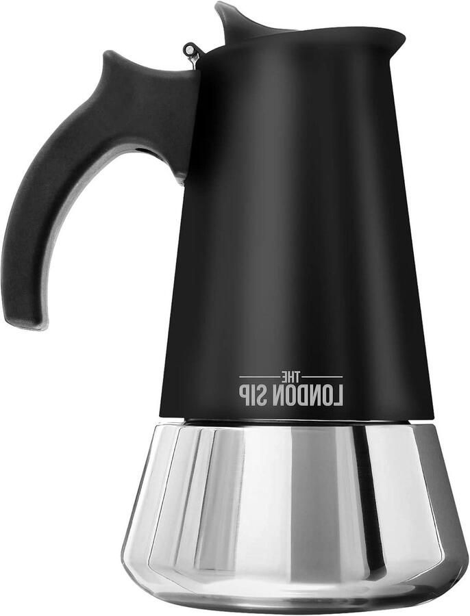 Espresso Koffiezetapparaat Moka Pot Authentieke Koffie Maken Roestvrij Staal Inductie 6 Kopjes 300ml Zwart