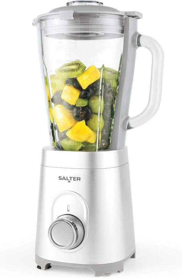 Essentiële Blender voor Smoothies en Soepen – 1.5 L Capaciteit 2 Snelheden en Pulse RVS Mes Gemakkelijk Schoon te Maken 600W Zilver