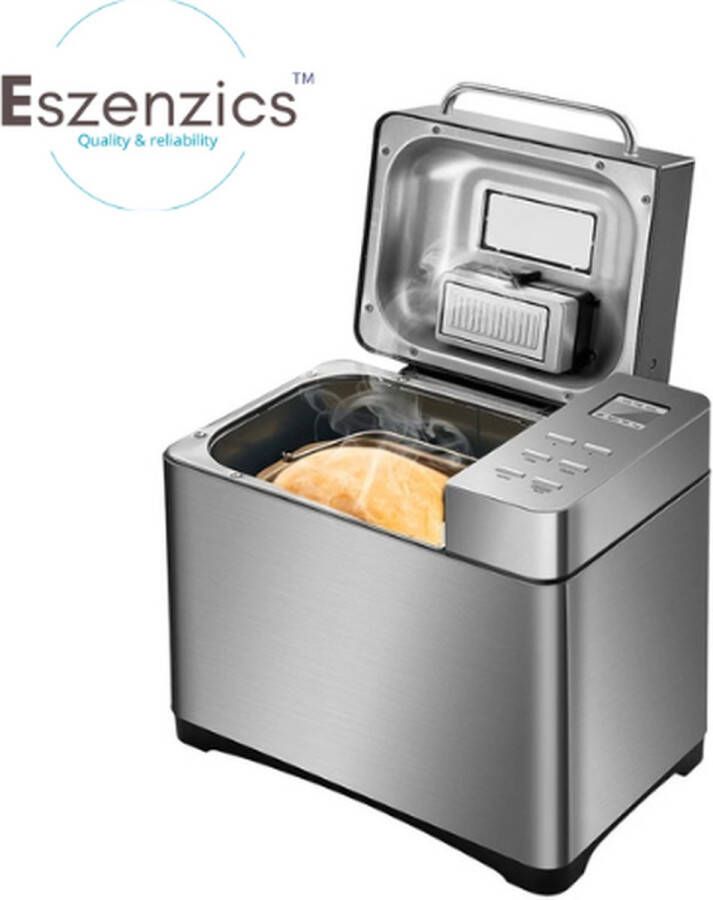 Eszenzics™ Bakkers Broodbakmachine Moderne Automatische Broodmachine 19 Functies Programmeerbaar Tot 1000 gram 650W RVS