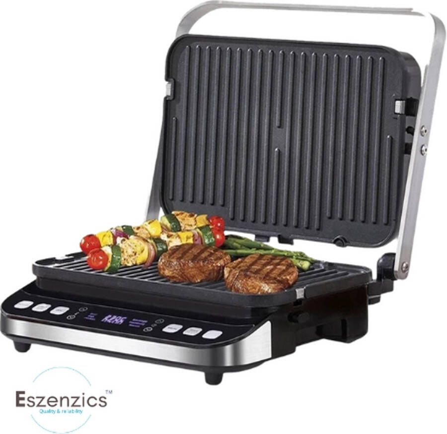 Eszenzics™ Contactgrill -Tosti apparaat Bakplaat 6-in-1 2000W Uitneembare platen Extra groot Anti aanbak 180° uitklapbaar Snel schoon