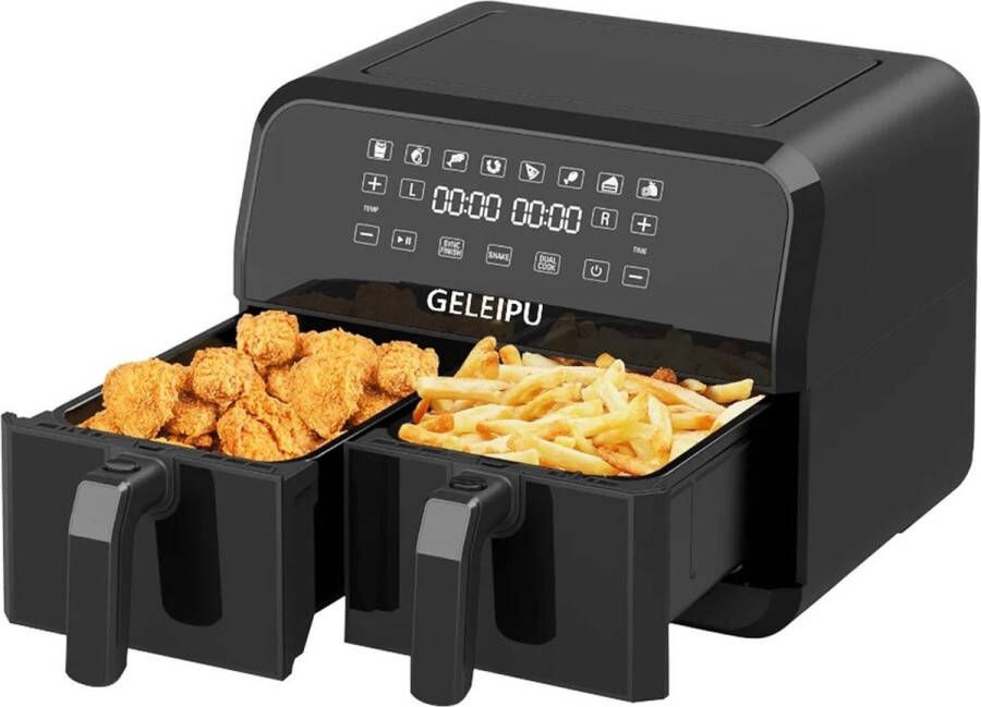 Eszenzics™ Dubbele Airfryer XL Heteluchtfriteuse 8L Schudfunctie 1700W Vaatmachinebestendig 8 Presets Tegelijk klaar functie