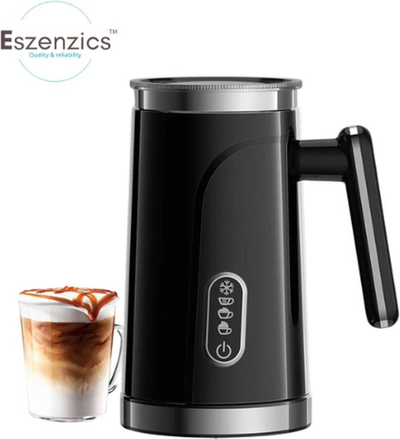 Eszenzics™ Melkopschuimer Elektrische melkschuimer 4-in-1 Schuim dik of luchtig Warm en koud 500W 300ml Zwart Veilig design