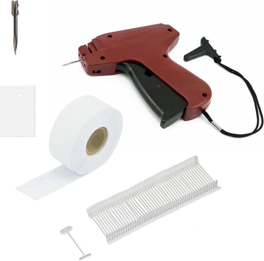 Etiketteerpistool A&J 90S standaard in set met 1 reservaalden & 1.000 nietdraden standaard 40 mm & 1.000 kartonnen etiketten 30 x 45 mm I etiketteerapparaat voor het bevestigen van
