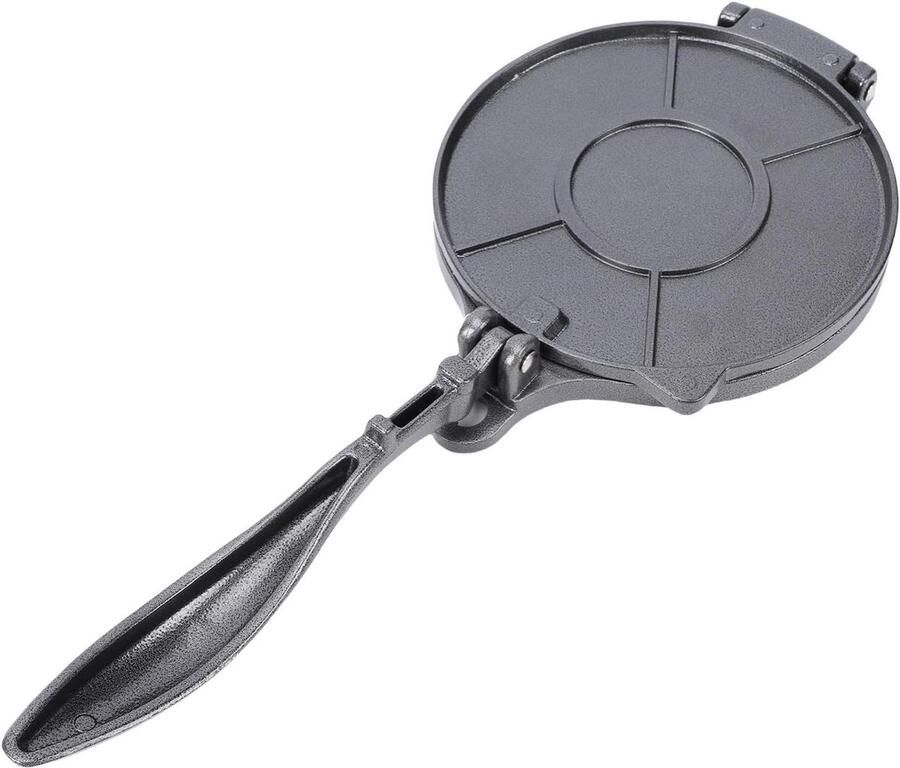 Eujgoov Tortillapers 8 Inch Aluminiumlegering Quesadilla Maker Handmatige Roti- en Tortillapers met Olieborstel Lichtgewicht Deegpers voor Thuiskeuken Taco Empanada Flatbread (BLACK)