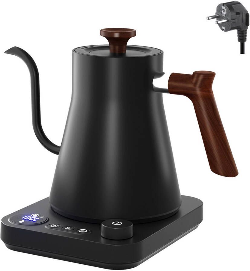 Exclusieve Elektrische Zwanenhals Waterkoker Premium Koffieketel Digitale Theeketel 900ml Precisie Gietketel RVS Koffie Gietwaterkoker Temperatuurregeling 40-100°C LED Display Design Waterkoker Barista Koffiezetketel 1200W
