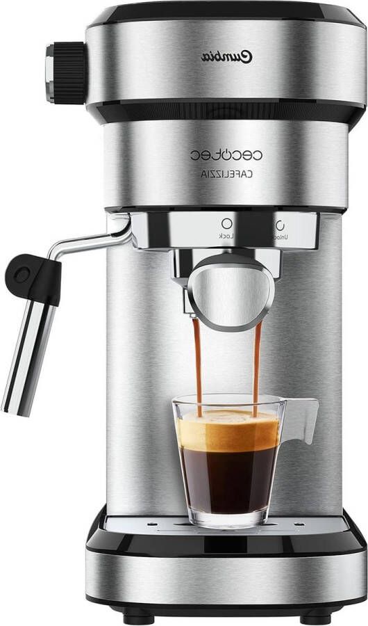 Express Koffiezetapparaat Cafelizzia 790 Steel Espressos en Cappuccino's Dubbele Uitlaat Filterarm 20 Bar Druk 1.2L Tank Verwijderbaar 1350W