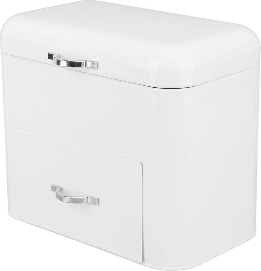 Extra Grote Broodtrommel Boerderijstijl – Metalen Brood- en Gebakbewaarbak met 2 Planken