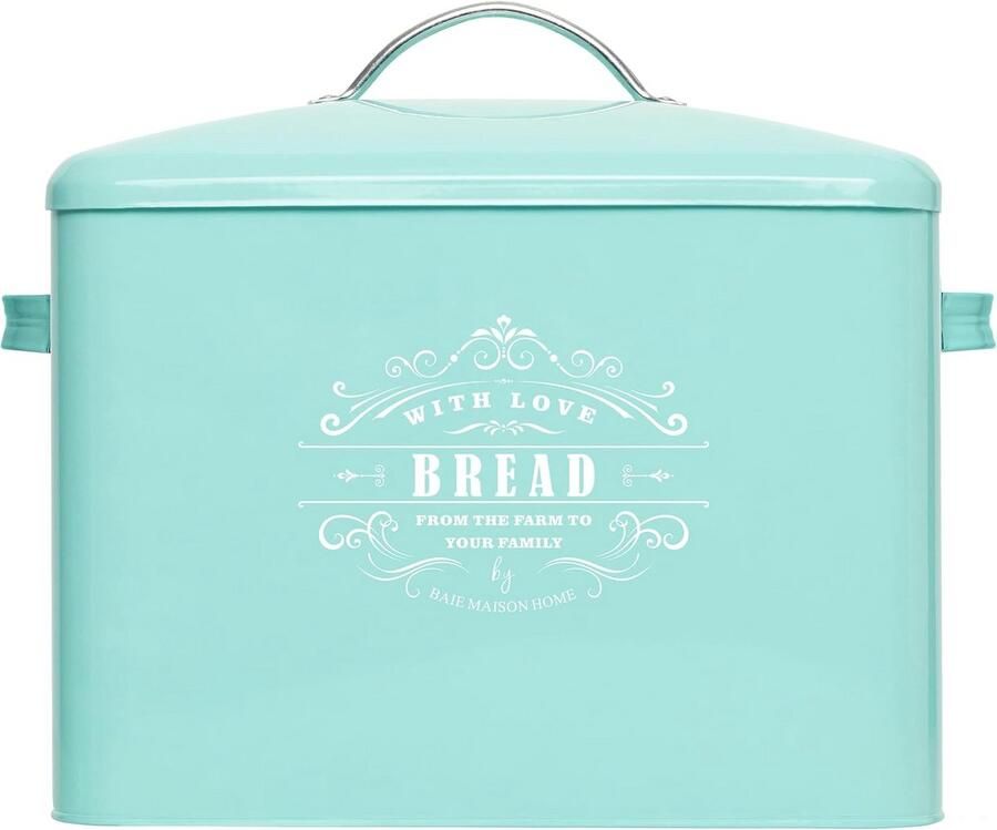 Extra Grote Broodtrommel Teal Landhuis Stijl Ruimte voor 2+ Broden en Broodjes