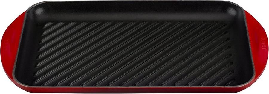 Extra Grote Grillpan Grillplaat Buiten Koken Vaatwasserbestendig 47x25 cm Kersenrood